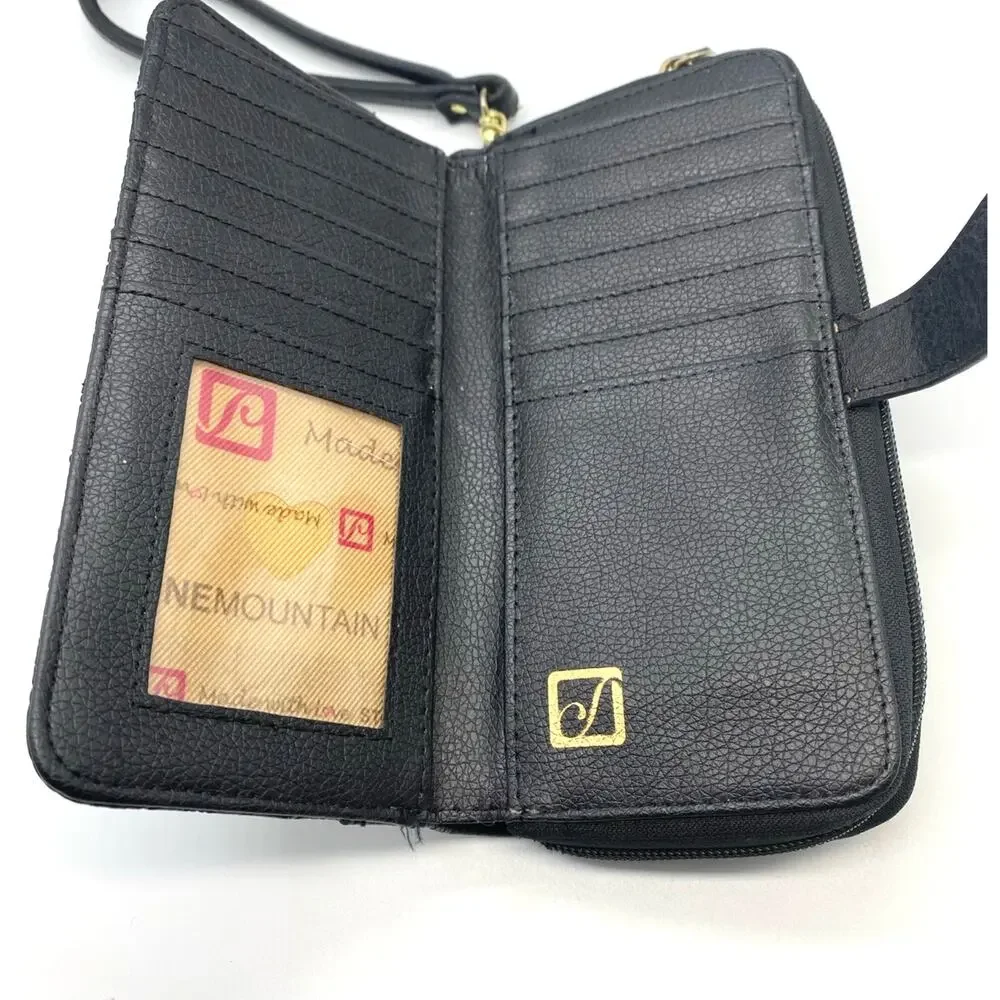 Stone Mountain Leather embossed paisley Wallet Wristlet‎